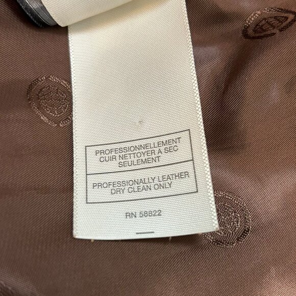 Max Studio Brown Leather Jacket, Belted Nero Collarless Pockets Lined Hip Length - Picture 9 of 11